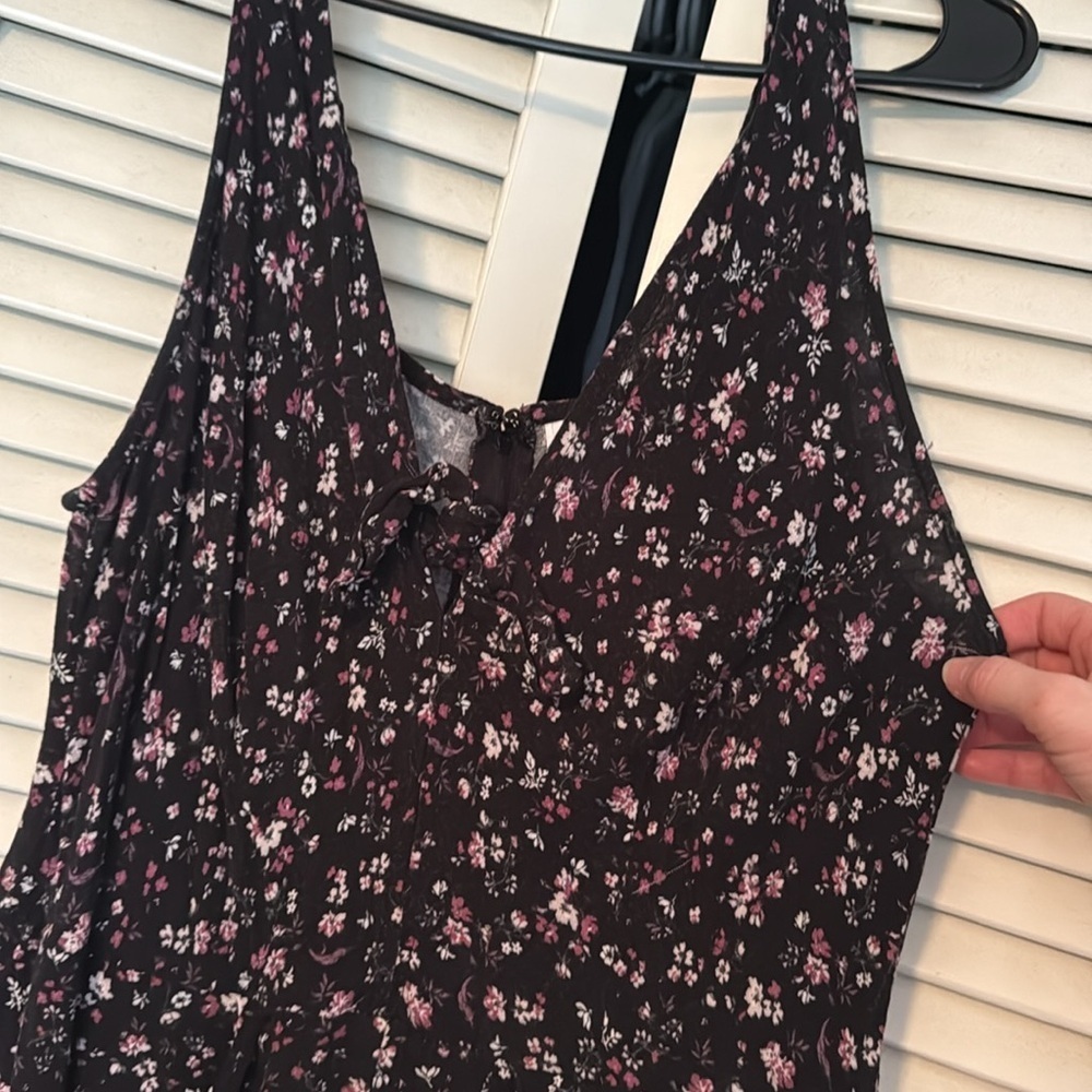 Women’s Xhiliration Floral Black Tank Jumpsuit size large